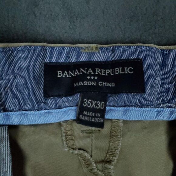 Banana Republic Pants Mens 35x27 Khaki Mason Chino Straight Fit Casual Fall 18 - Picture 2 of 16